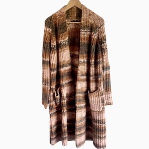 Skull Cashmere Open Front Midi Cardigan Duster Sz M